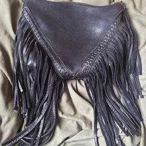 Bird Trouble Fringed Leather Shoulder Bag